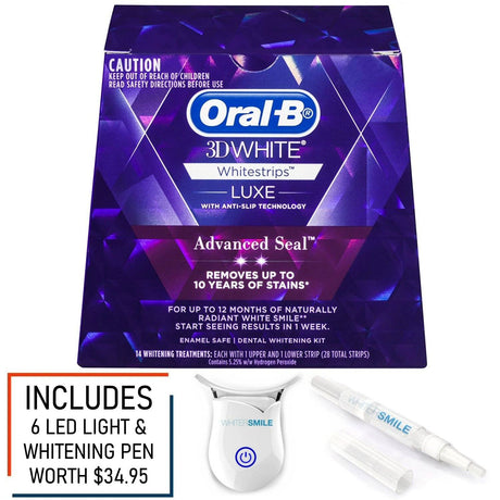 Oral B Whitestrips LUXE 5.25% HP + Bonus LED Light & Top Up Pen Oral B 